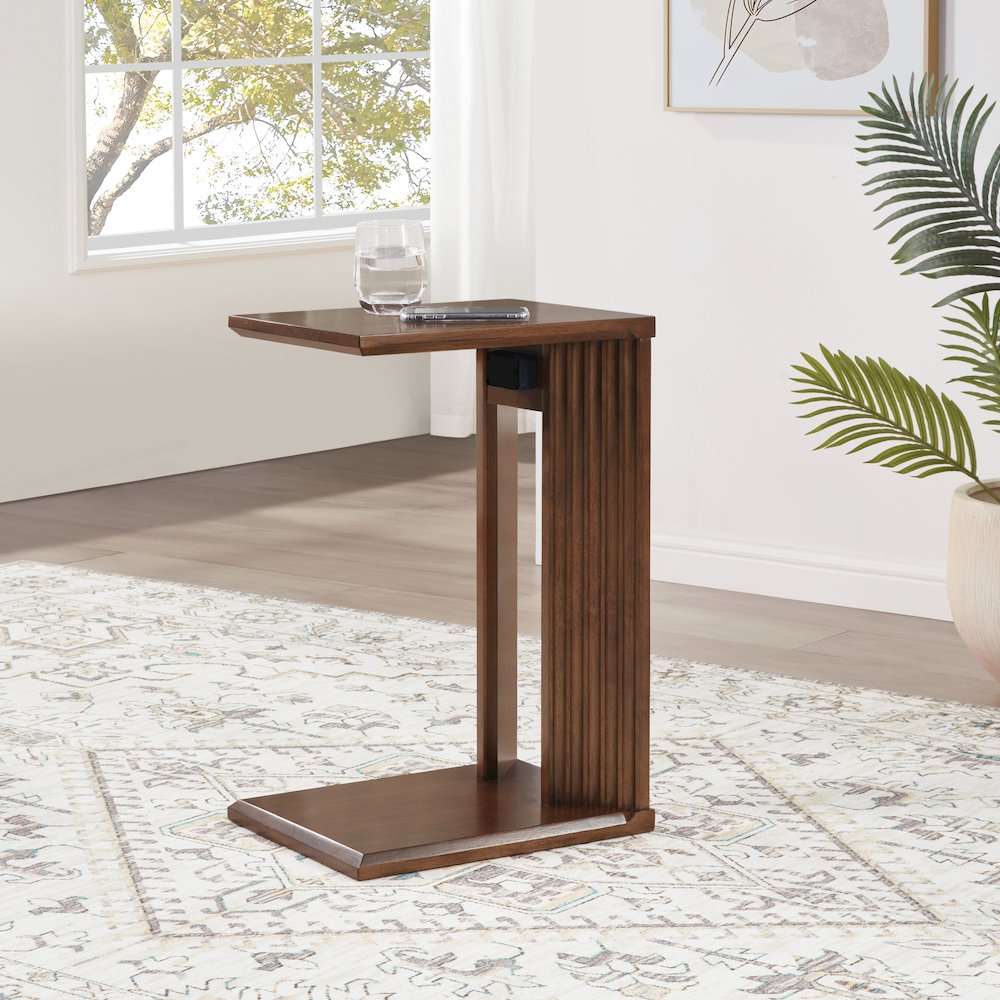 Winston Accent C-Table with Power in Dark Oak Finish. Picture 7