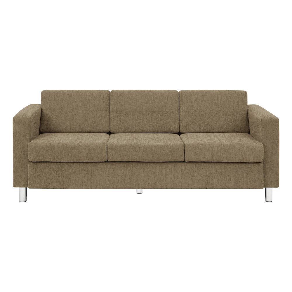 Pacific Sofa in Taupe Fabric with Chrome Legs. Picture 4