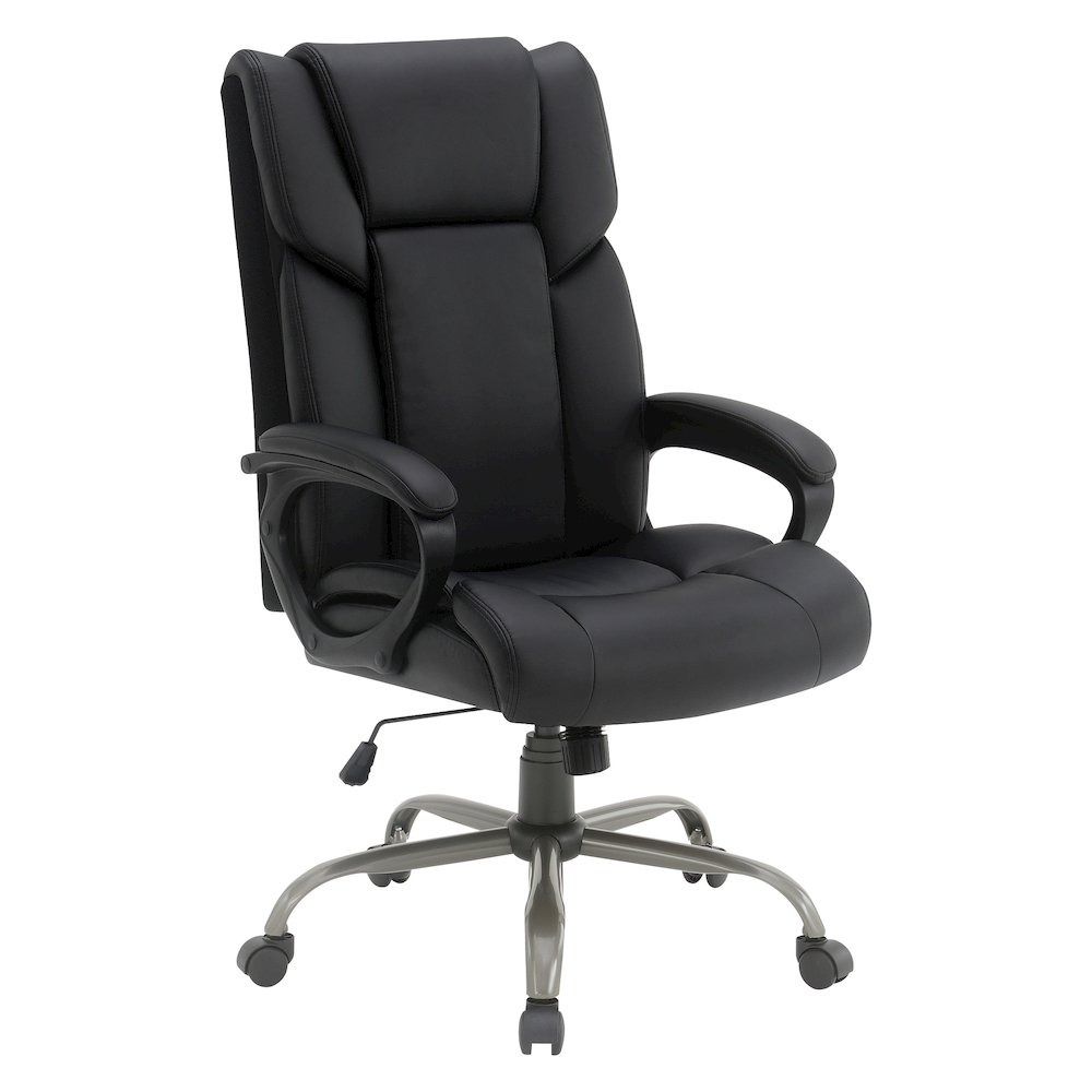 High-Back in Black Faux Leather Executive Chair with Padded Arms. Picture 1