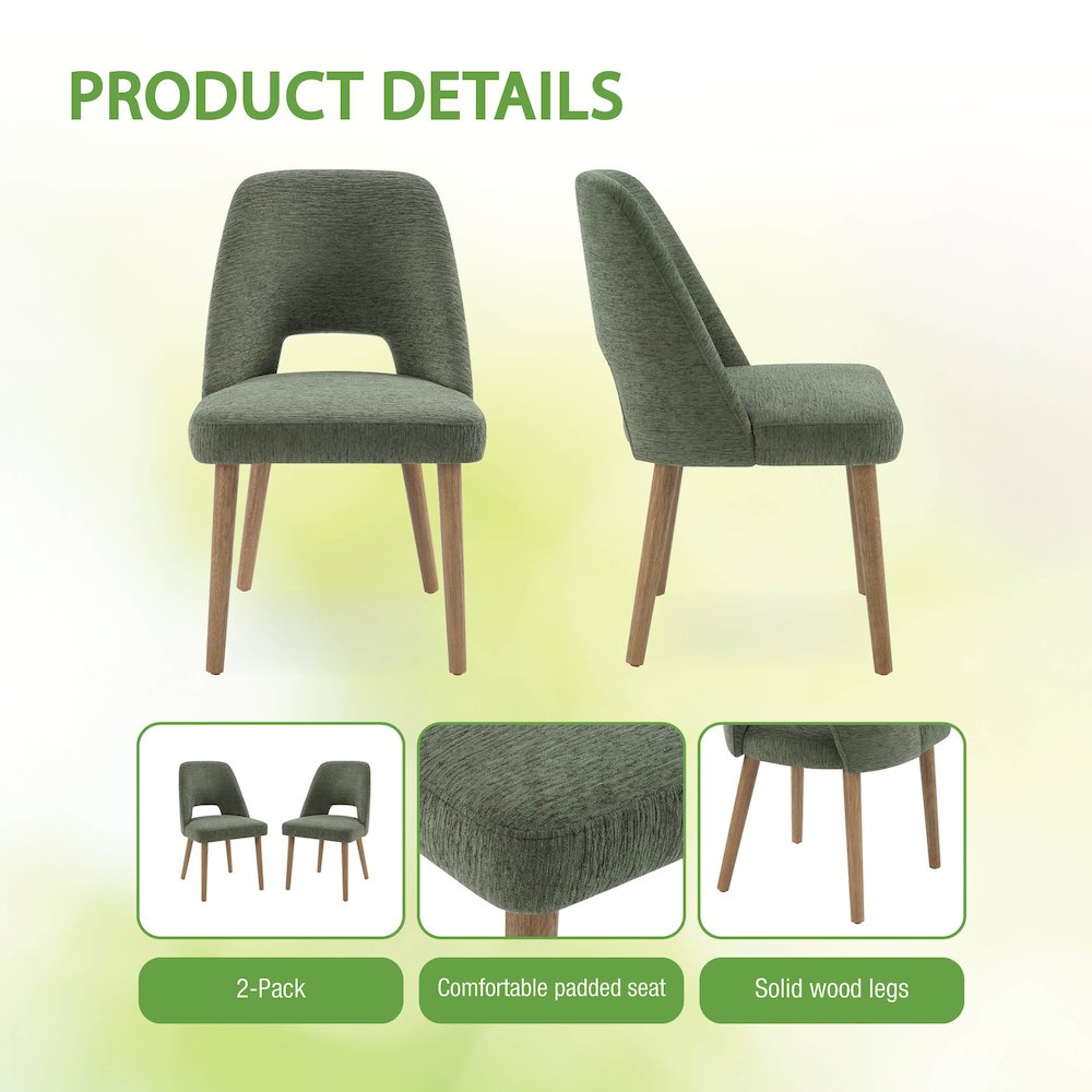 Ralston Dining Chair in Pine Fabric with Medium Oak Legs 2-Pack. Picture 8