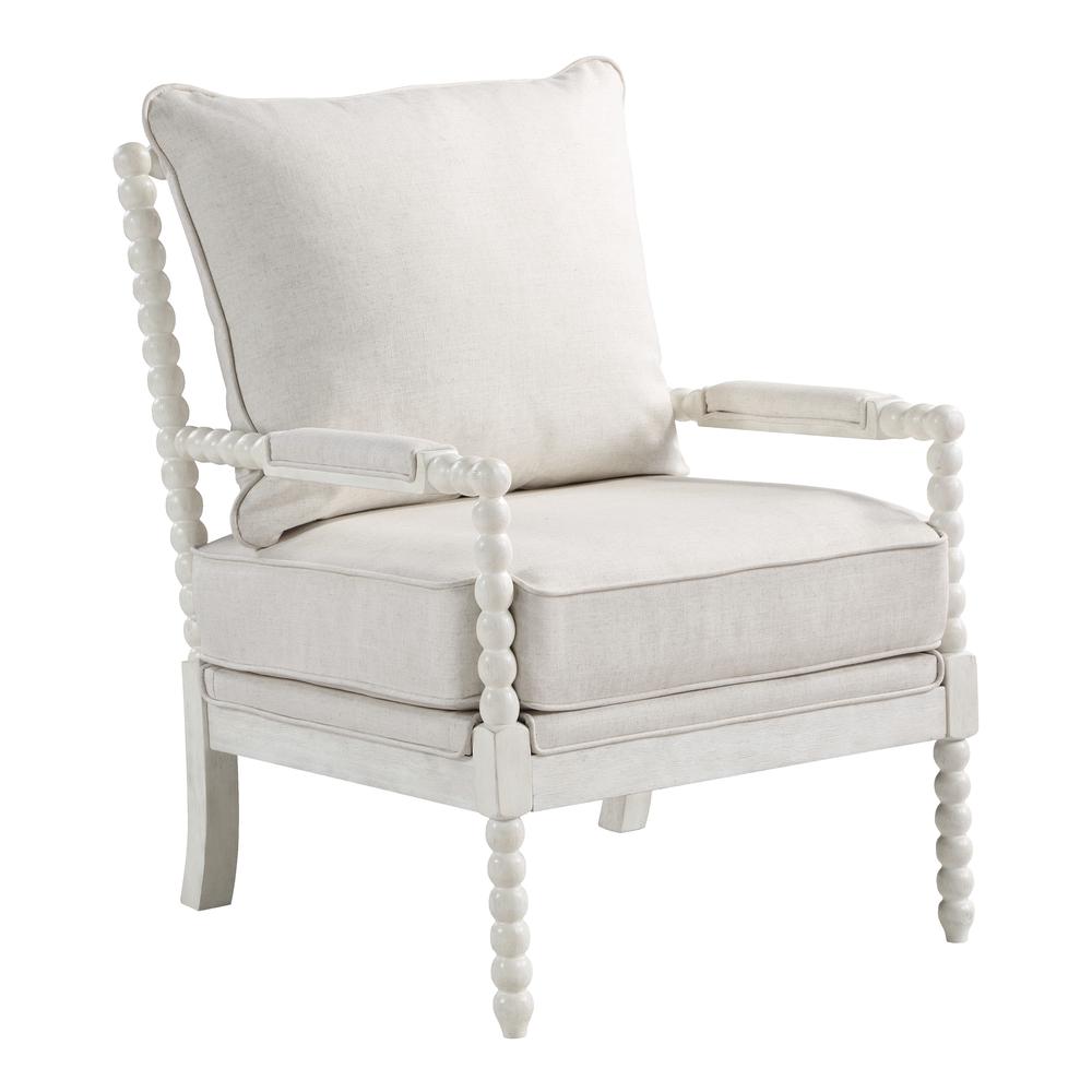 Kaylee Spindle Chair in Linen Fabric with White Frame, KLE-L32. Picture 1