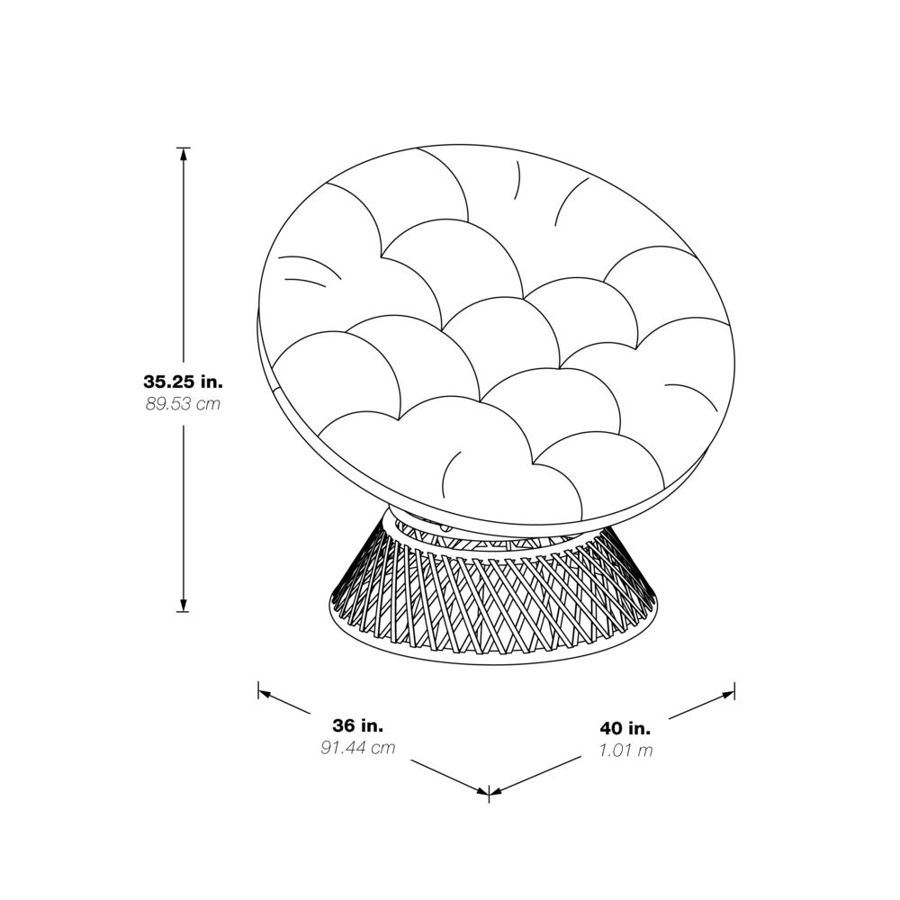 Papasan Chair with Red Round Pillow Cushion and Cream Wicker Weave, BF29296CM-RD. Picture 2