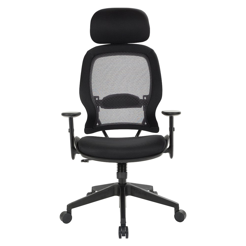 Office Star Professional Air Grid Chair with Adjustable Headrest - Mesh Seat - 5-star Base - Black - 1 Each. Picture 4