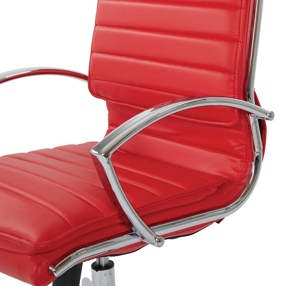 Mid-Back Manager’s Faux Leather Chair with Chrome Base, Removable Arm Sleeves.. Picture 10