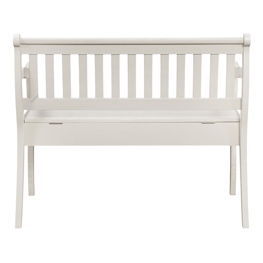 Wakefield Entryway Storage Bench in Destressed White Finish. Picture 4