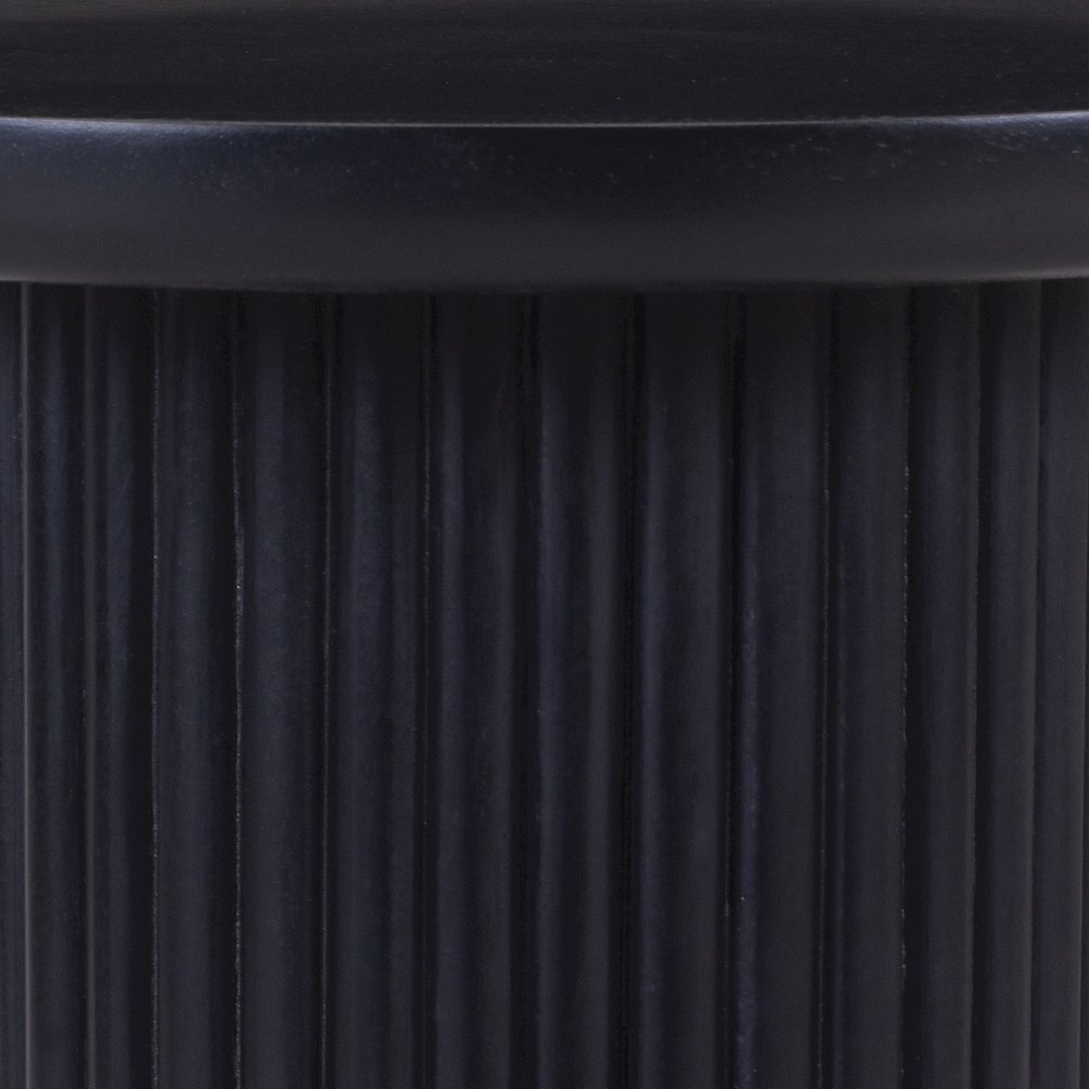 Round Solid Wood Pedestal Fluted Accent Table in Black Finish. Picture 4