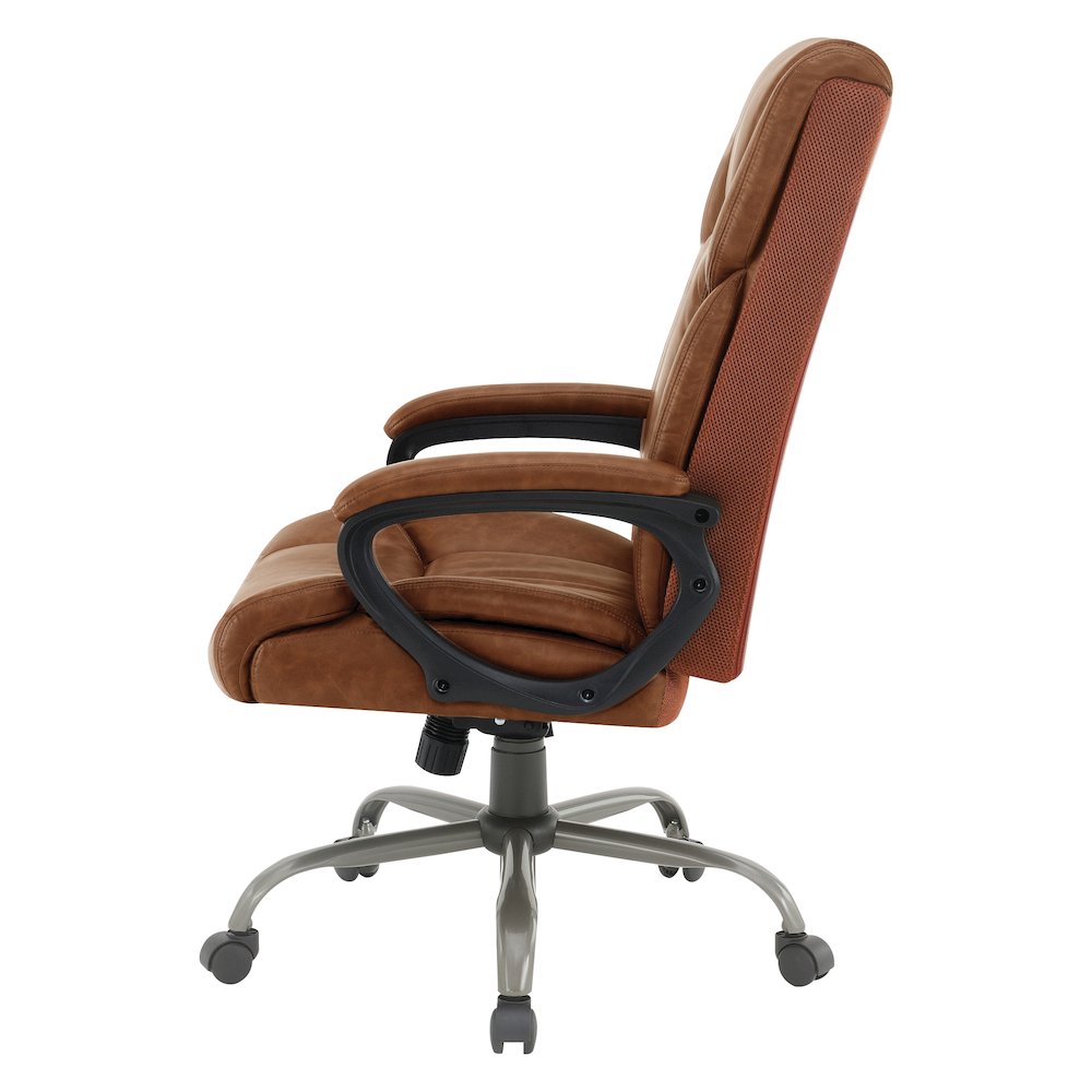 High-Back in Saddle Faux Leather Executive Chair with Padded Arms. Picture 4