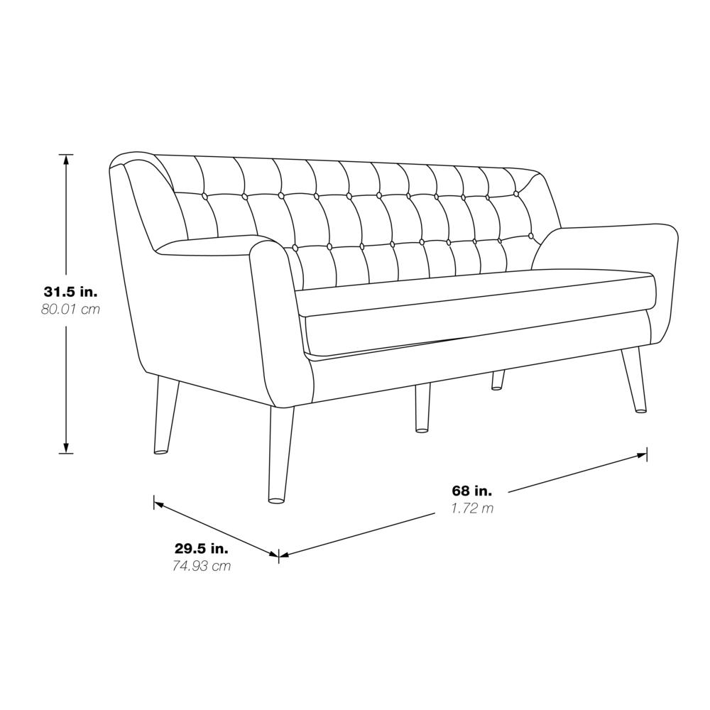 Mill Lane Mid-Century Modern 68” Tufted Sofa in Green Fabric, MLL53-M17. Picture 2