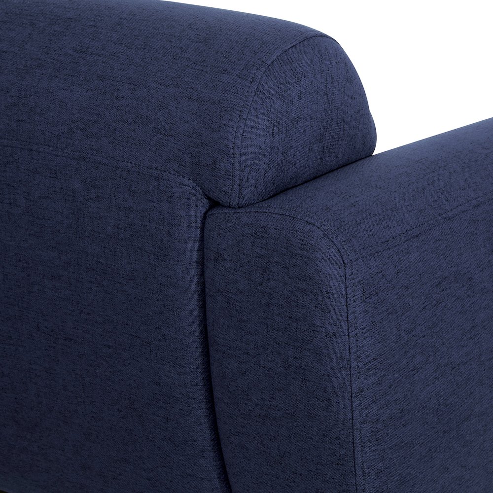 Delta Armchair in Navy Fabric with Black Metal Legs. Picture 9