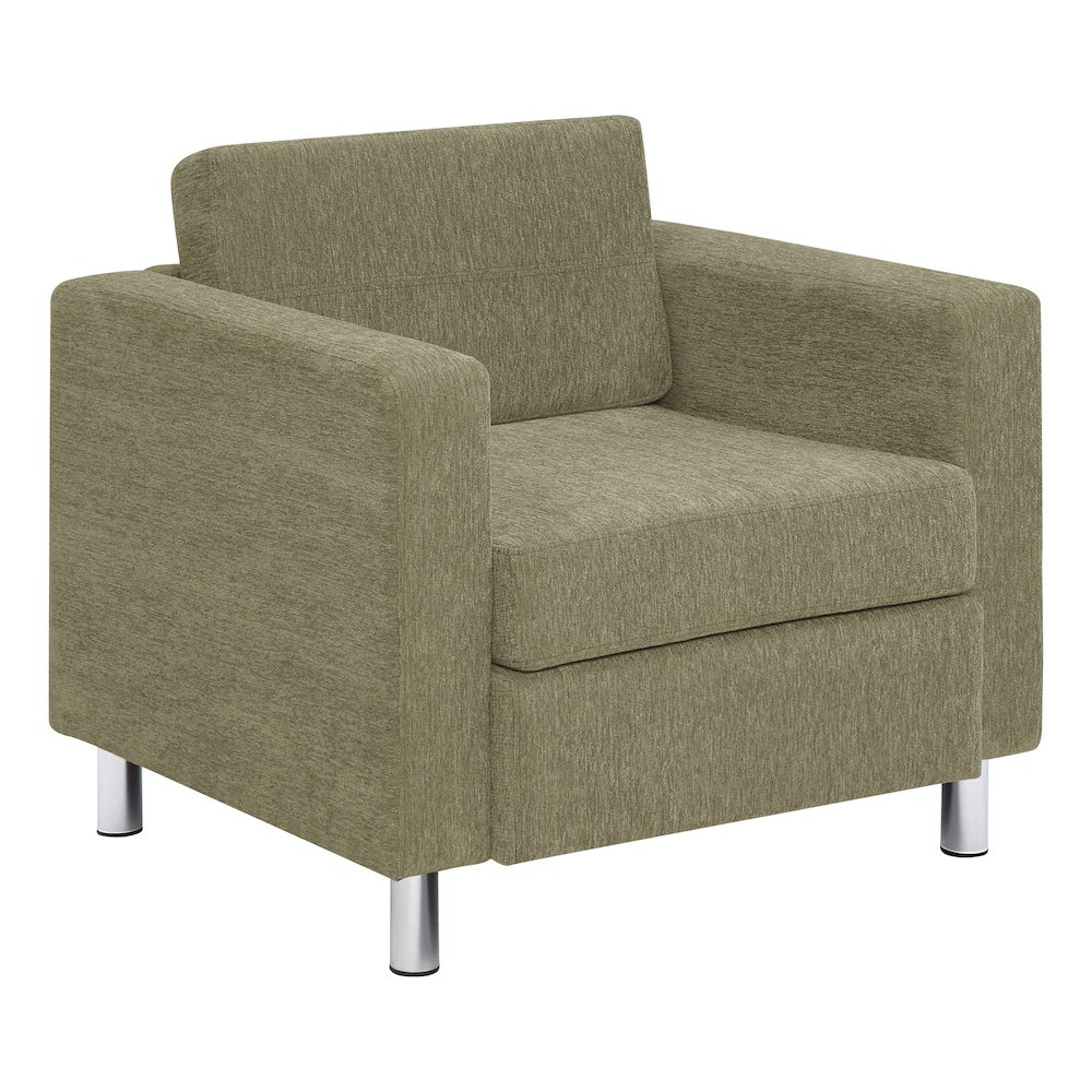 Pacific Armchair in Sea Green Fabric with Chrome Legs. Picture 1