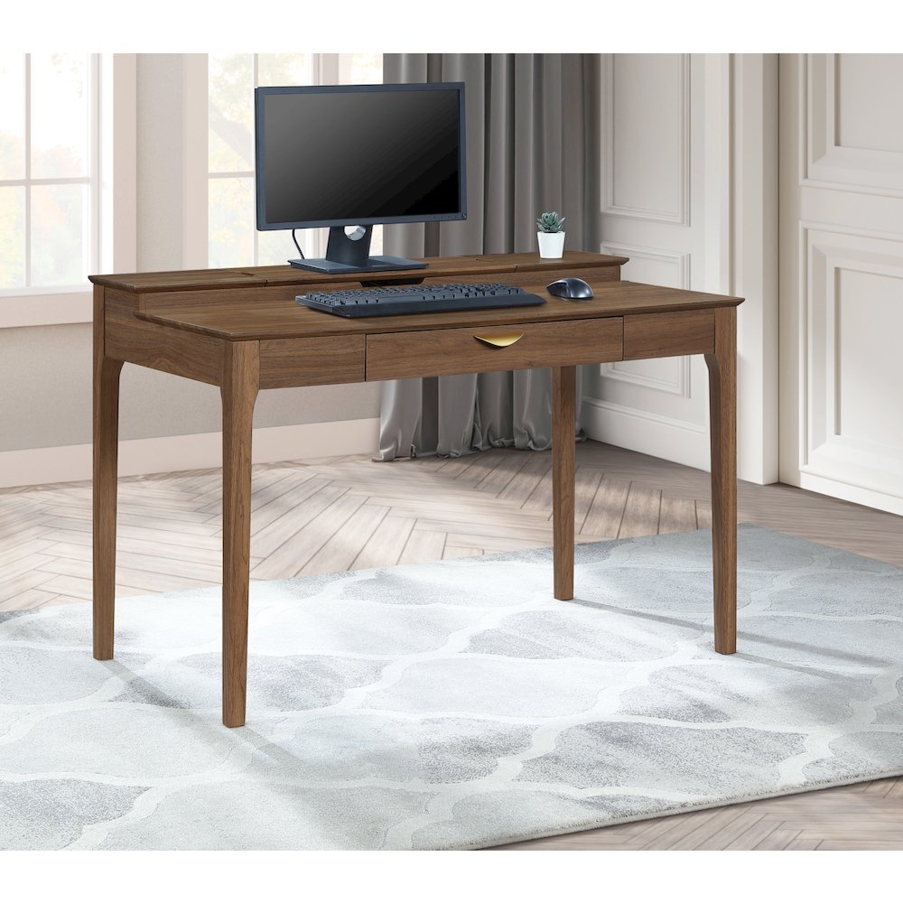 Angelina Desk with Shelf Storage Hutch with Majestic Walnut Finish. Picture 10