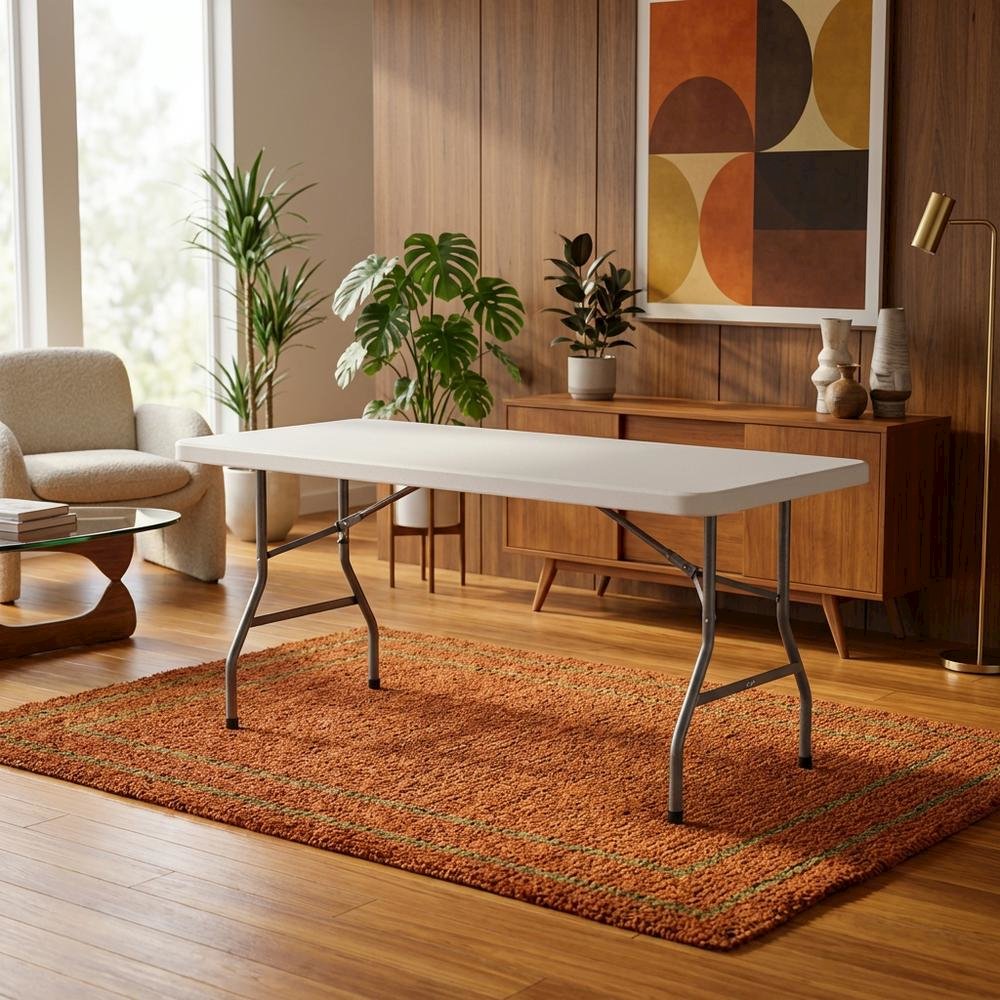 Light Grey, Folding Table, Quality Build, Durable Wood Frame. Picture 3