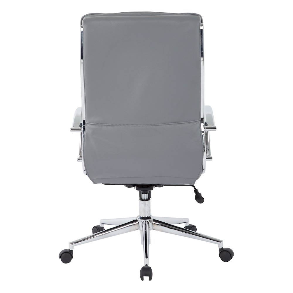 High Back Manager's Faux Leather Chair with Chrome Base, Removable Arm Sleeves. Picture 6