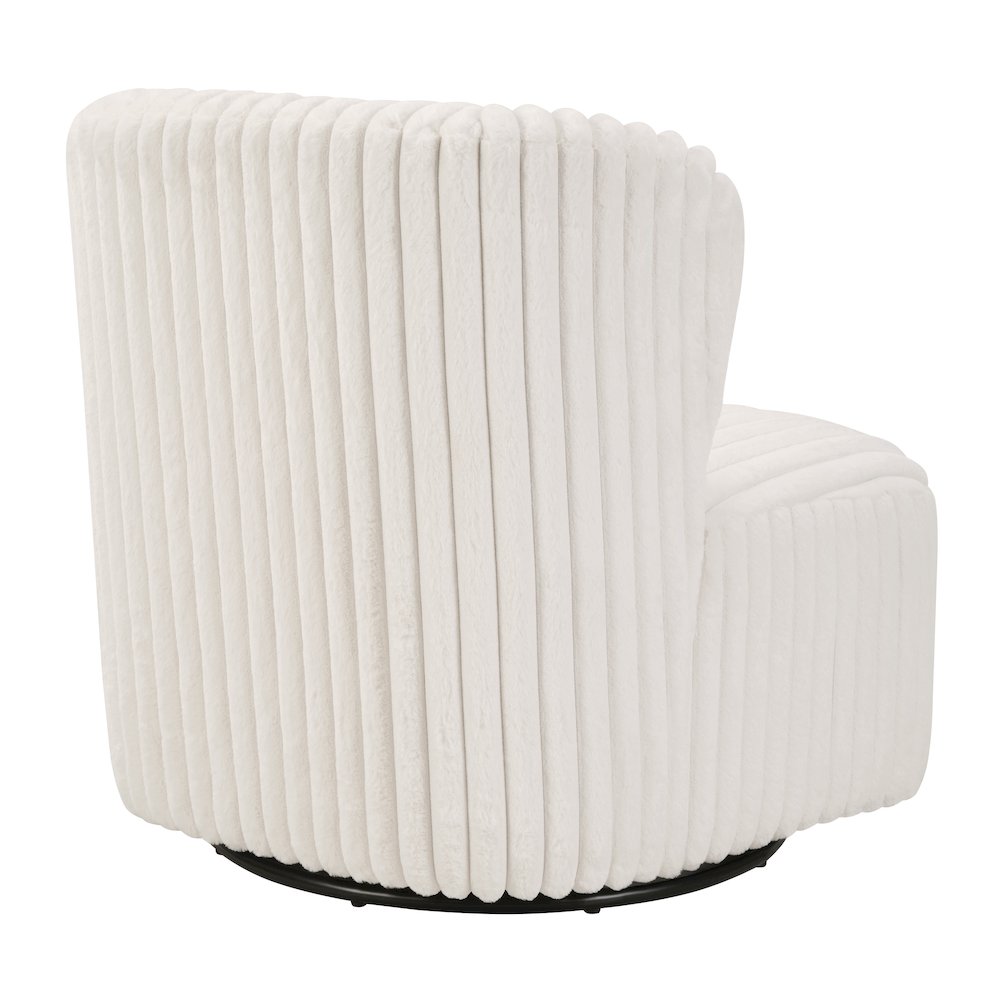 Lucia Swivel Chair in White Cord Fur Fabric. Picture 4