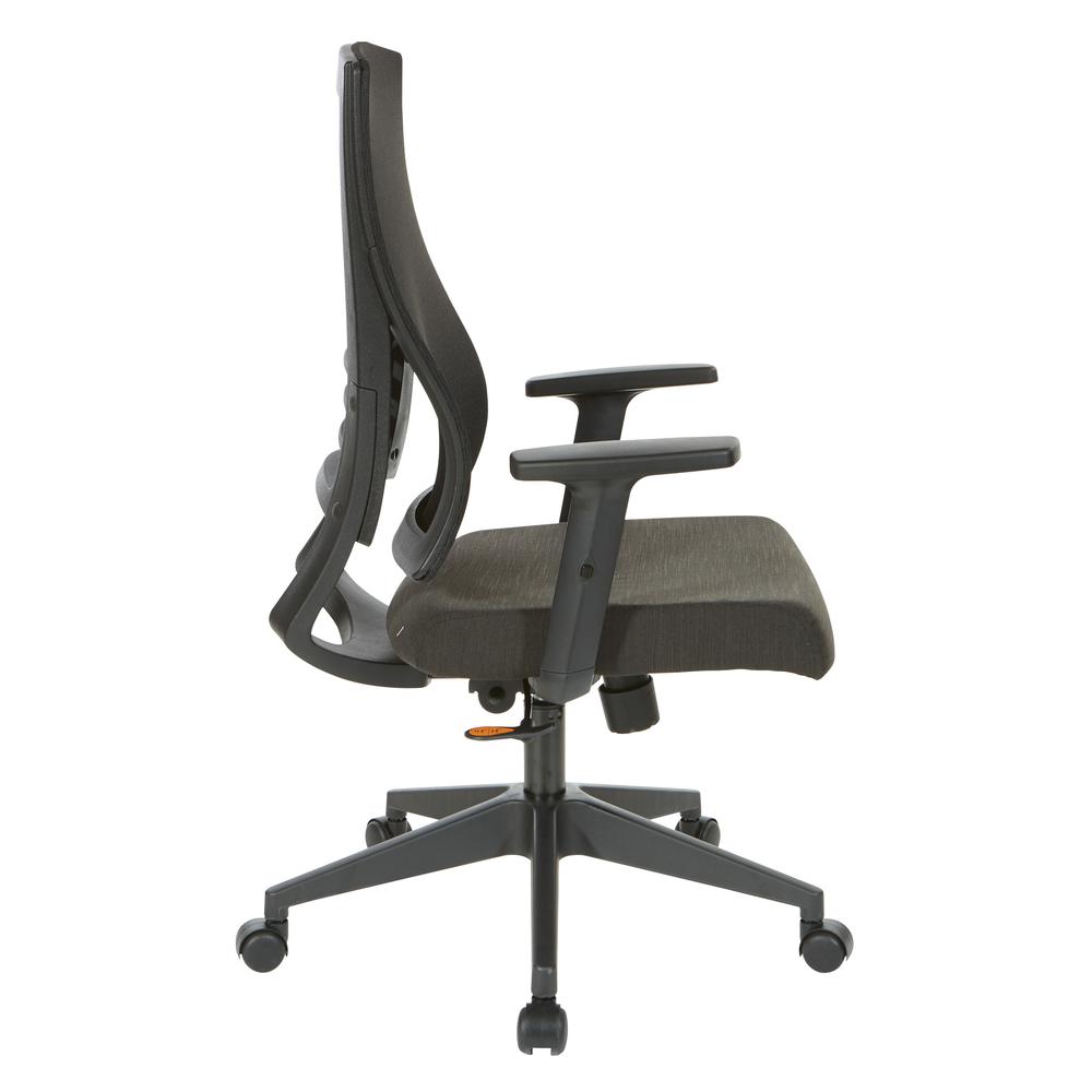 Vertical Mesh Back Chair in Black Frame with Black Linen Fabric Seat, EM60930-F23. Picture 3