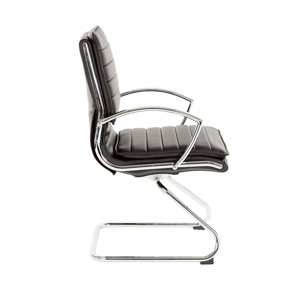 Guest Faux Leather Chair with Chrome Base and Includes Removable Arm Sleeves. Picture 5