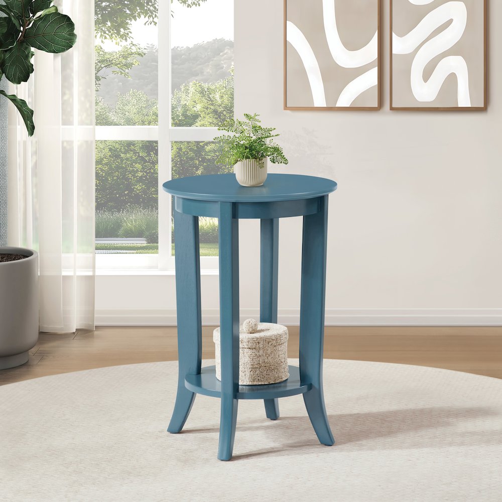 Golden Side Table in Blue Wood Finish. Picture 7