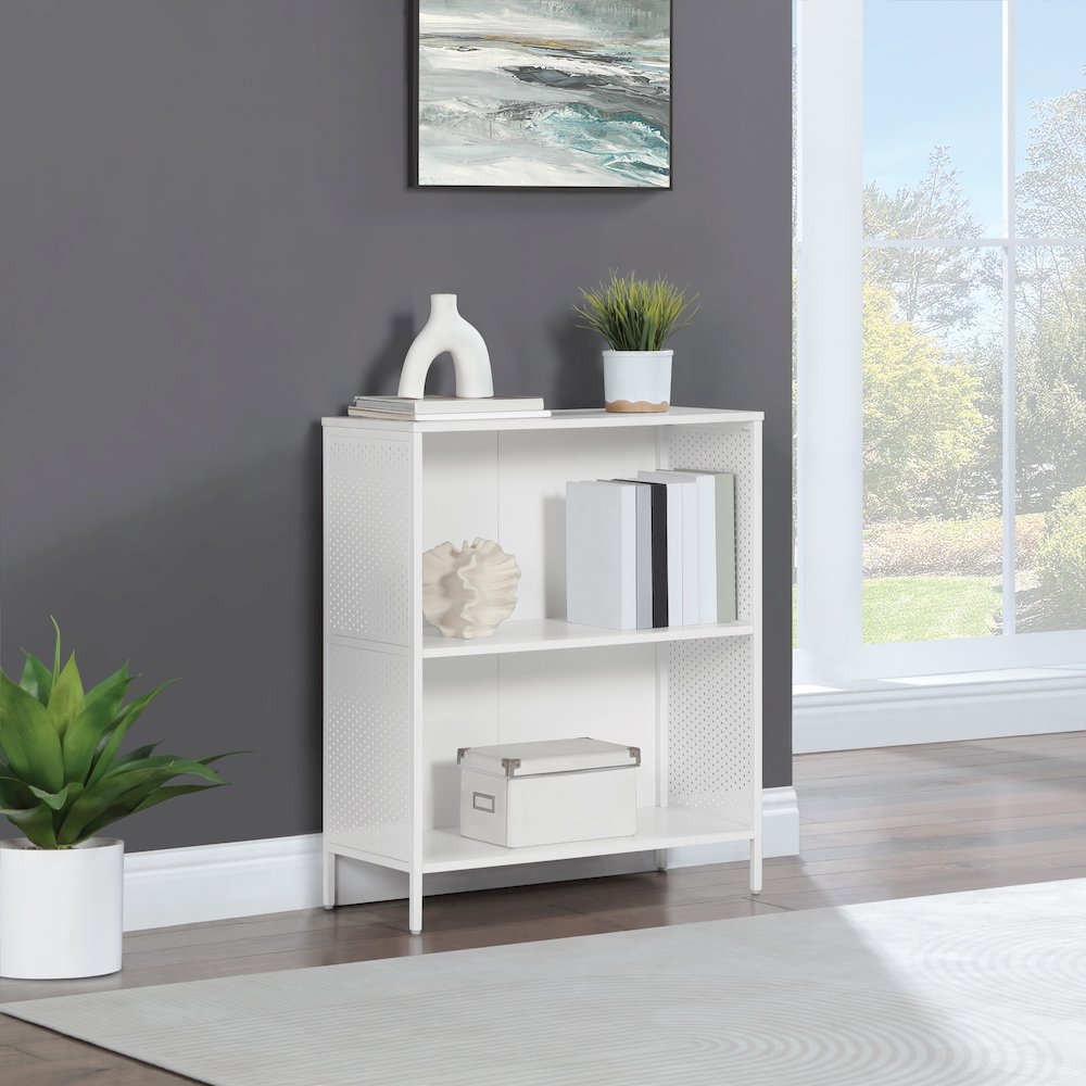 Ace 2 Shelf Bookcase In White Finish. Picture 6