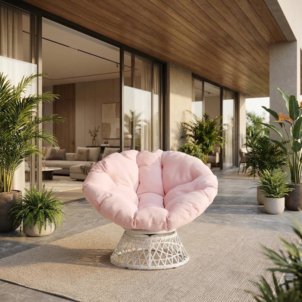 Pink Polyester Outdoor Lounge Chair With Eclectic Style And 29 Lb. Weight. Picture 2