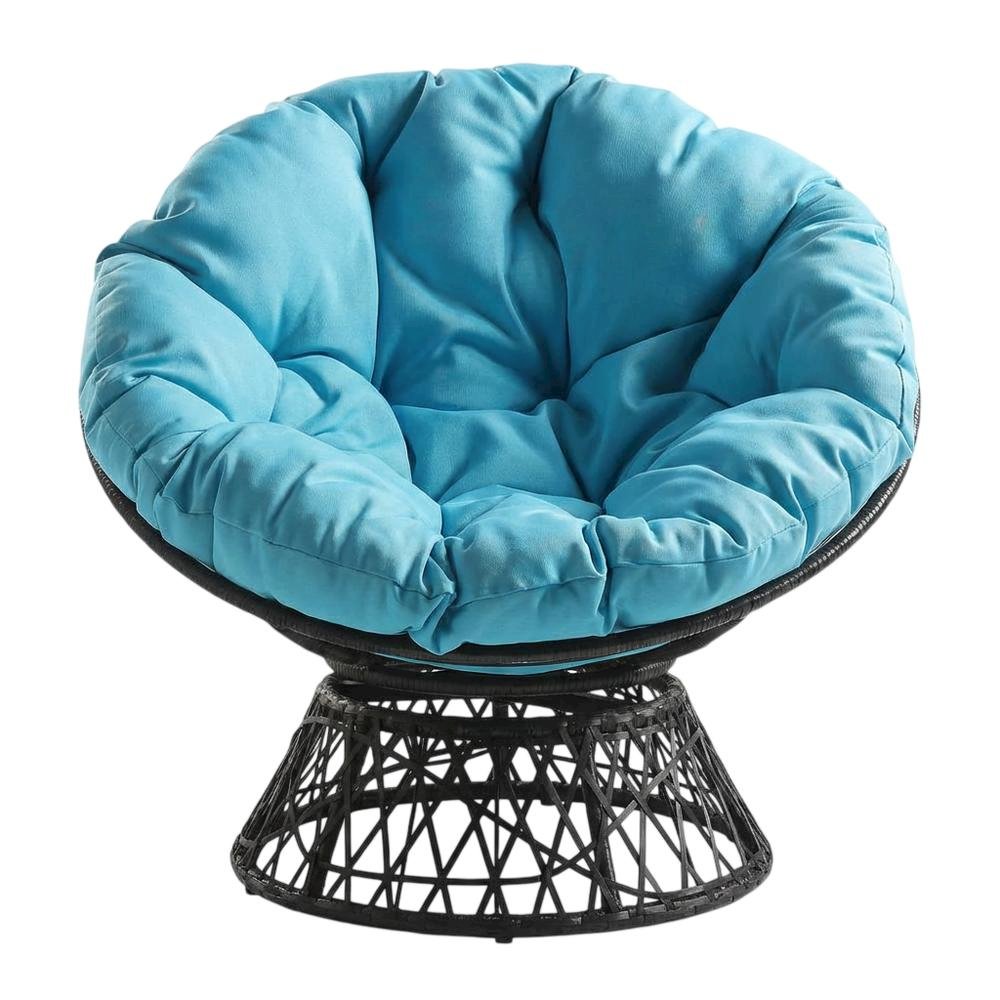 Blue Outdoor Lounge Papasan Chair With Sturdy Frame And Comfortable Design. Picture 4