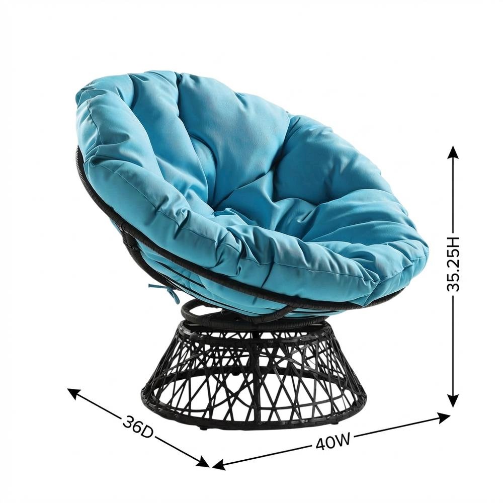 Blue Outdoor Lounge Papasan Chair With Sturdy Frame And Comfortable Design. Picture 7