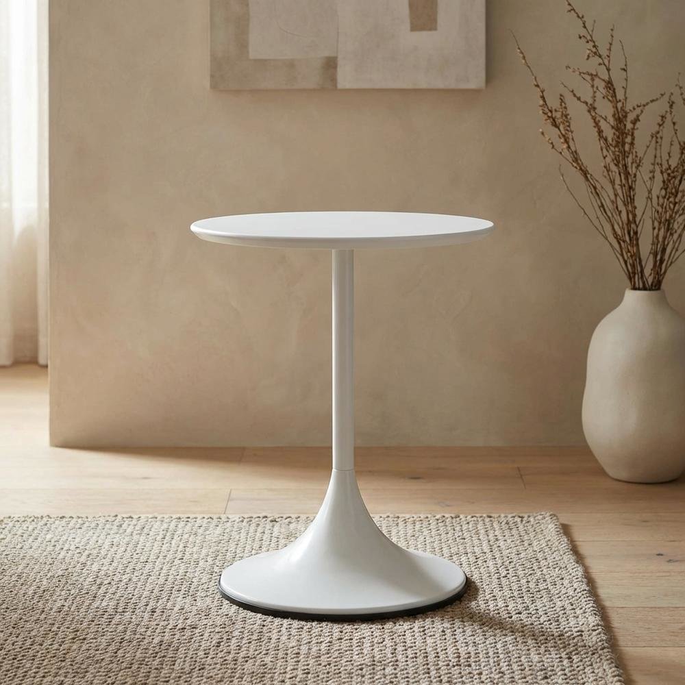 White, Side Table, Quality Build, Durable Wood Frame. Picture 2
