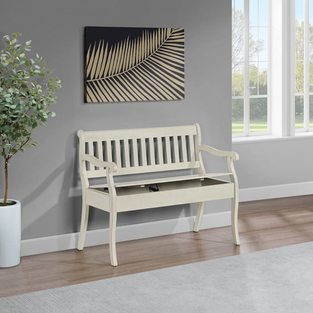 Wakefield Entryway Storage Bench in White Finish. Picture 9