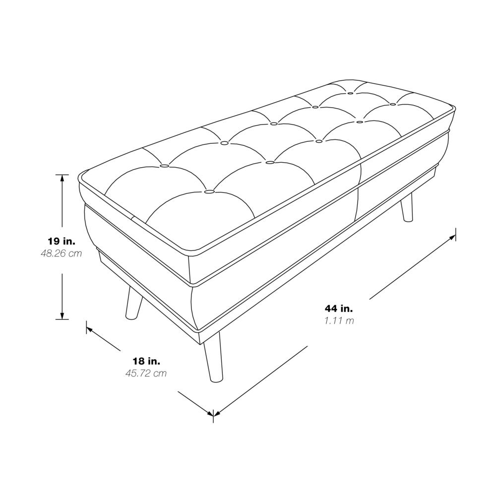 Katheryn Storage Bench in Charcoal Faux Leather , KAT-P43. Picture 2