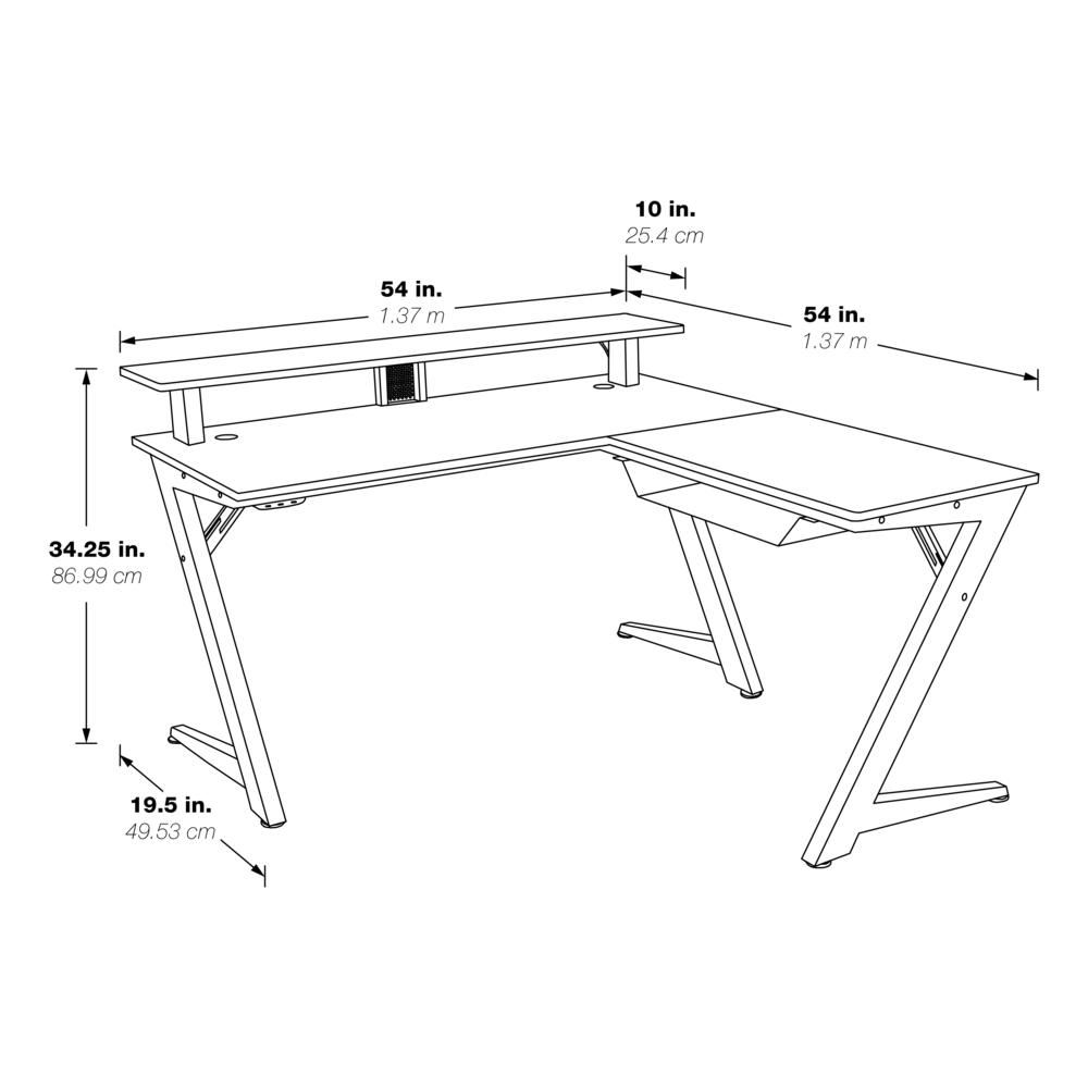 Avatar Battlestation L-Shape Gaming Desk with Carbon Top and Matte Red Legs, AVA25-RD. Picture 2