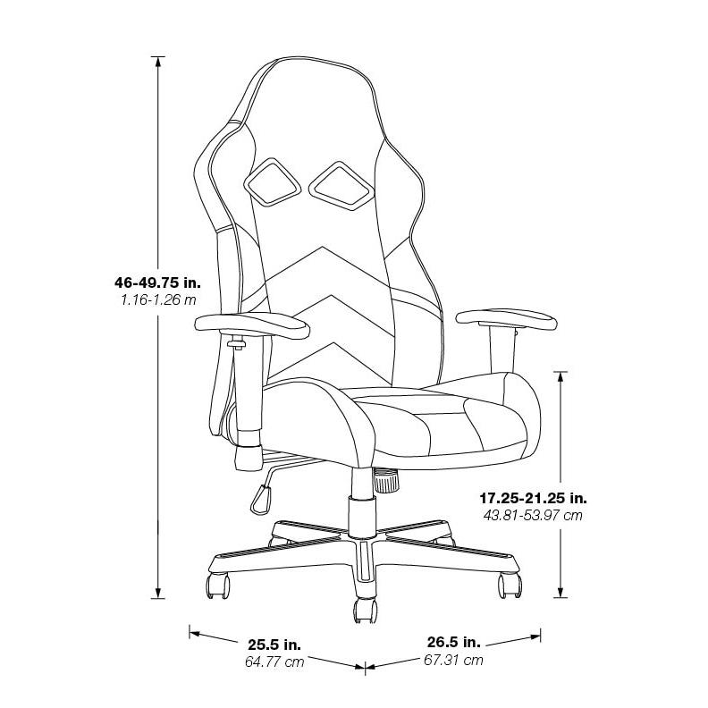 Vapor Gaming Chair in Black Faux Leather with Red Accents, VPR25-RD. Picture 2