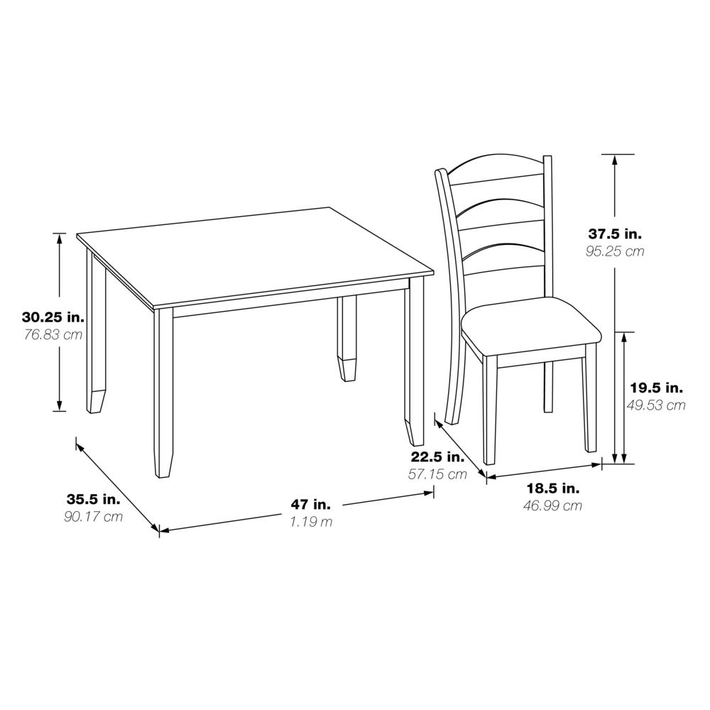 West Lake 47” 5-pc. Dining Table Set With Antique Natural Finish Top and Grey Base, WSK3247K-GRY. Picture 2
