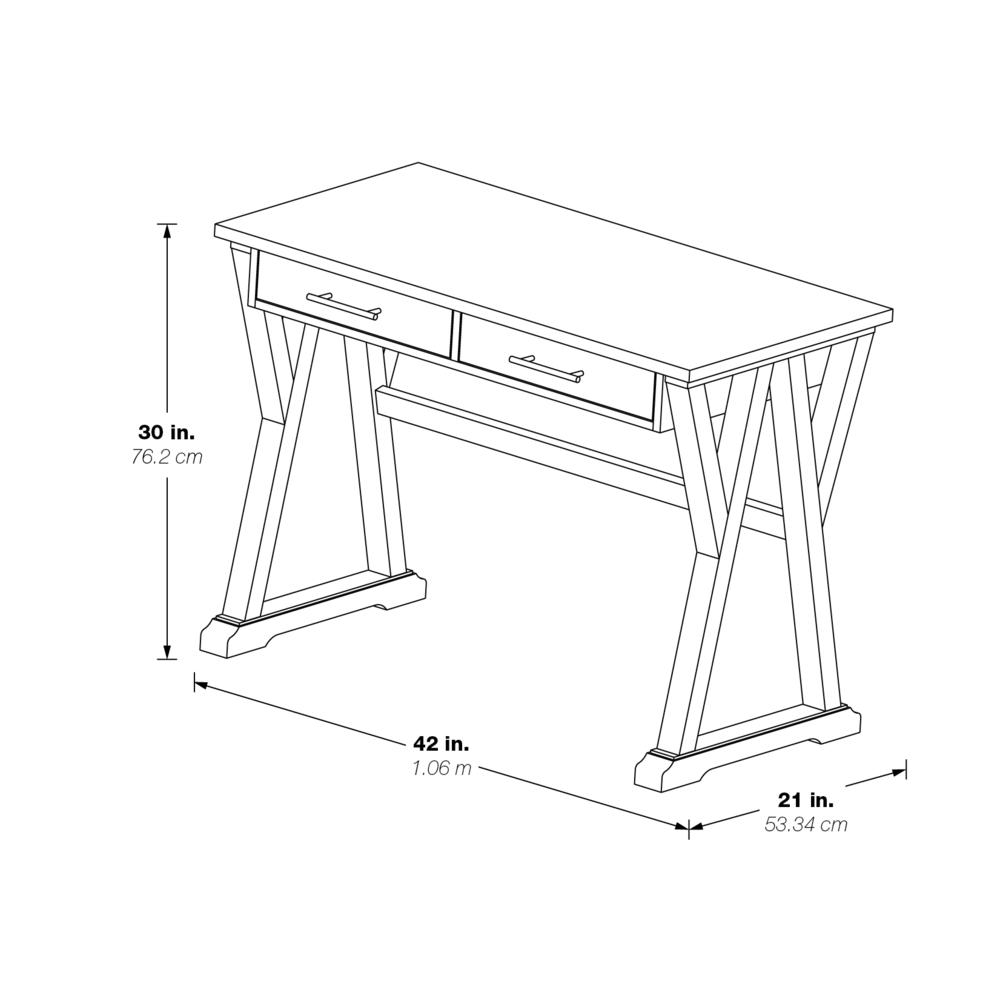 Jericho Rustic Writing Desk w/ Drawers in Slate Grey Finish. Picture 2