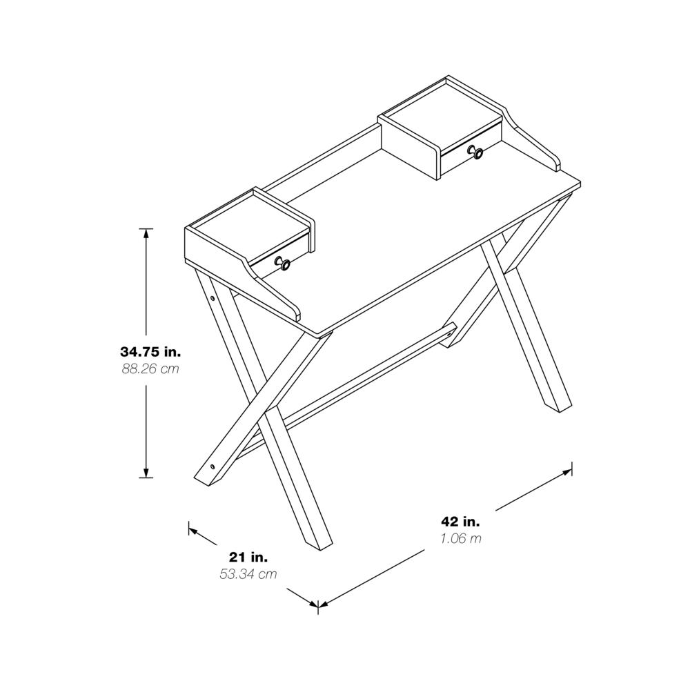 Barton Writing Desk in White Wash finish , BRT55-WW. Picture 2