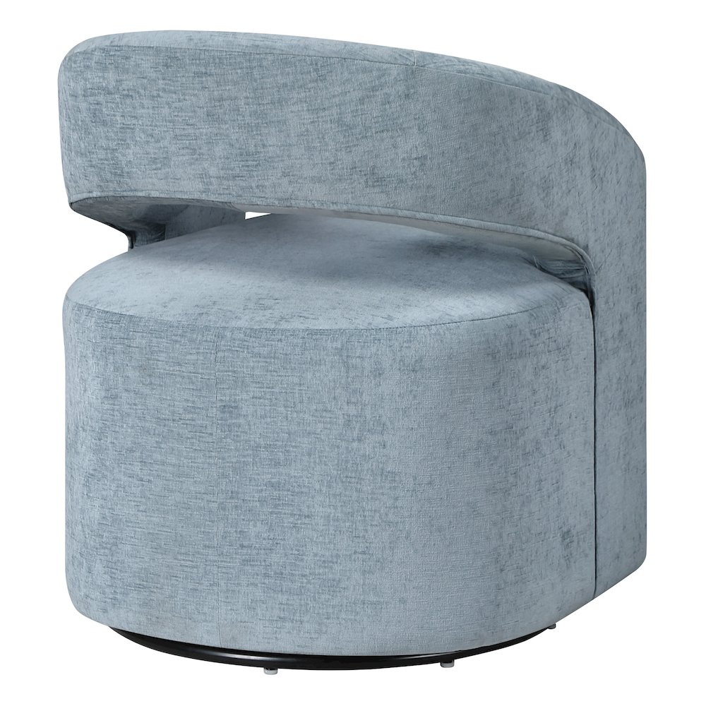Devin Swivel Chair in Sky Blue Fabric. Picture 5