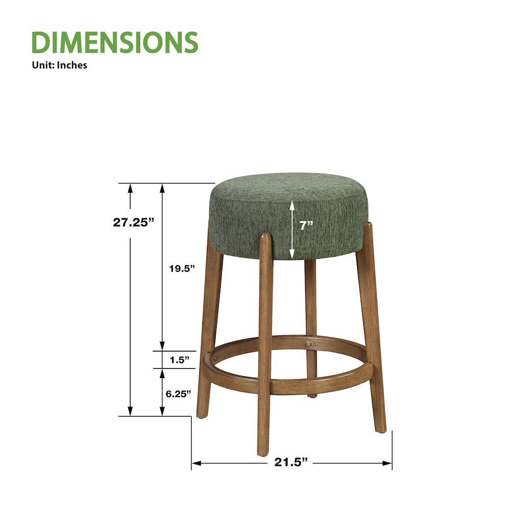Wesley 26" Counter Stool in Pine Fabric with Medium Oak Finish Frame. Picture 3