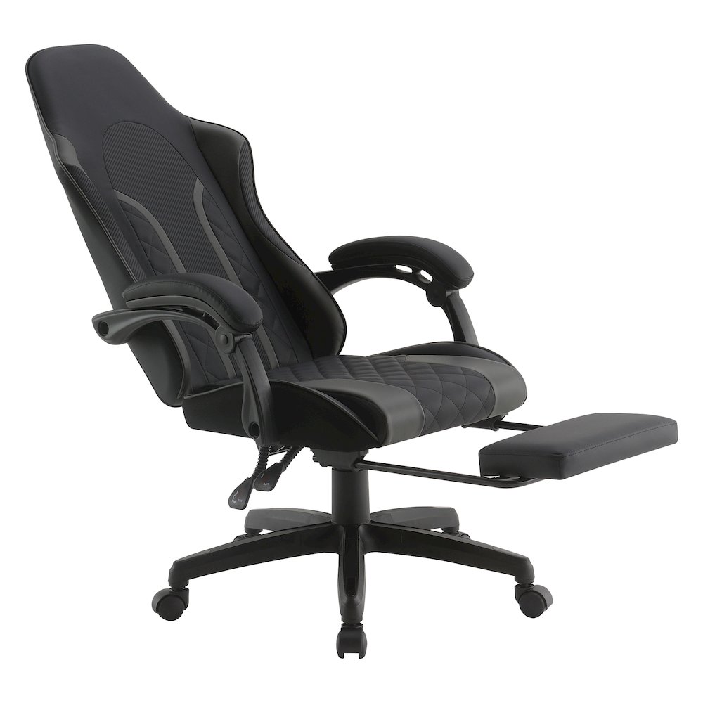 Expanse Gaming Chair  With Footrest in Grey Fabric. Picture 3
