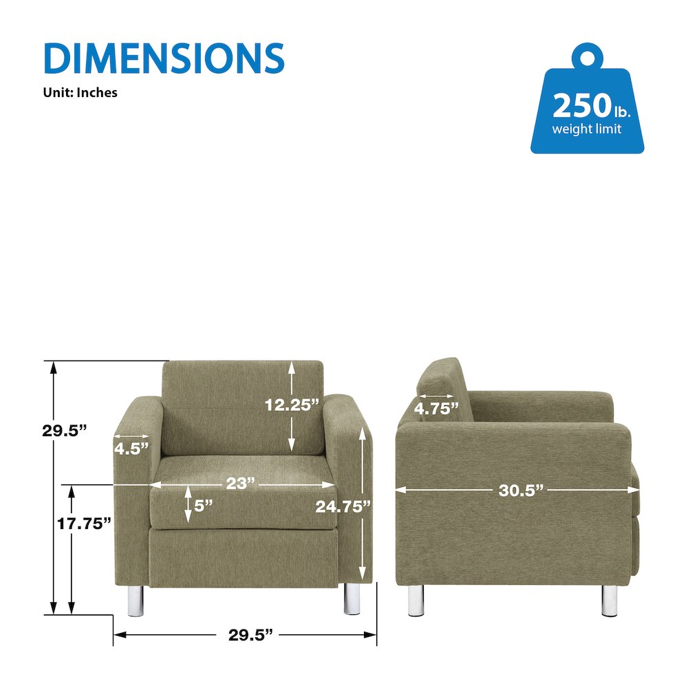 Pacific Armchair in Sea Green Fabric with Chrome Legs. Picture 10