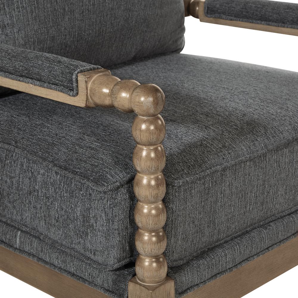 Fletcher Spindle Chair in Charcoal Fabric with Rustic Brown Finish. Picture 5