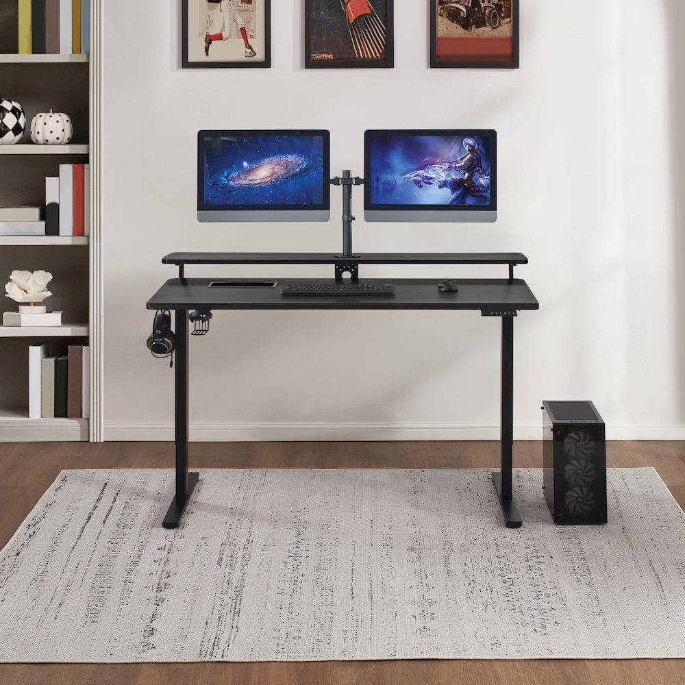 Primo 60" Electric Height Adjustable Gaming Desk with Hutch. Picture 9