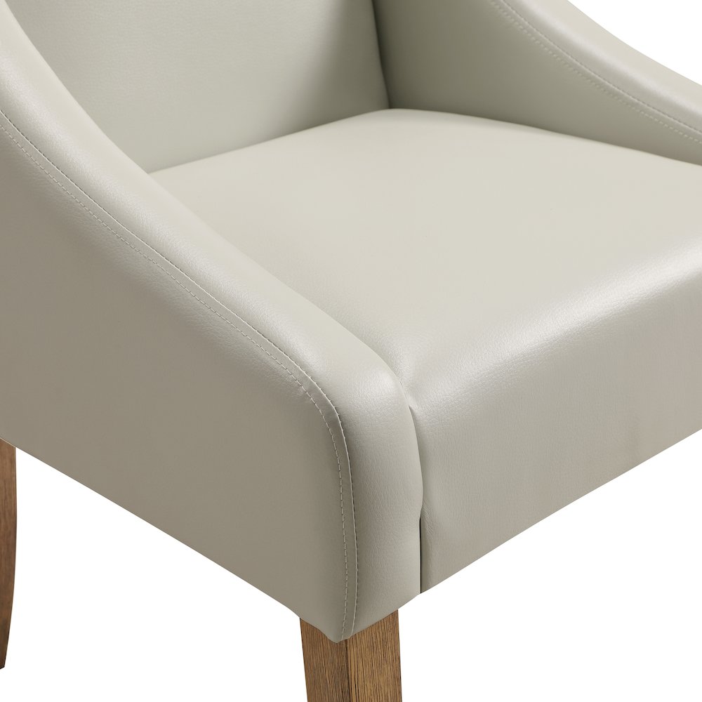 Monarch Dining Chair In Cream Faux Leather With Medium Espresso Wood Legs. Picture 7