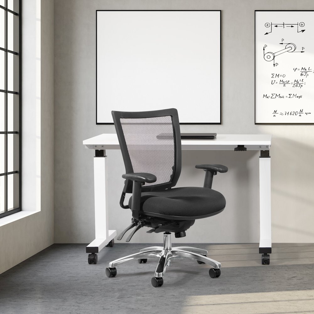 Task Chair Mesh Back in Coal Freeflex Fabric Seat Multi Function Mechanism. Picture 6