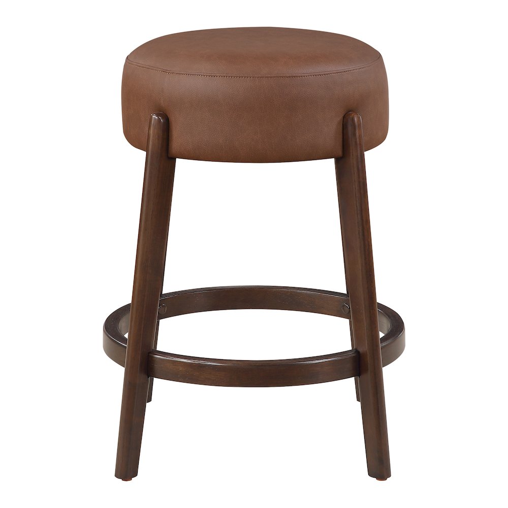Wesley 26" Counter Stool in Saddle Brown Faux Leather. Picture 3