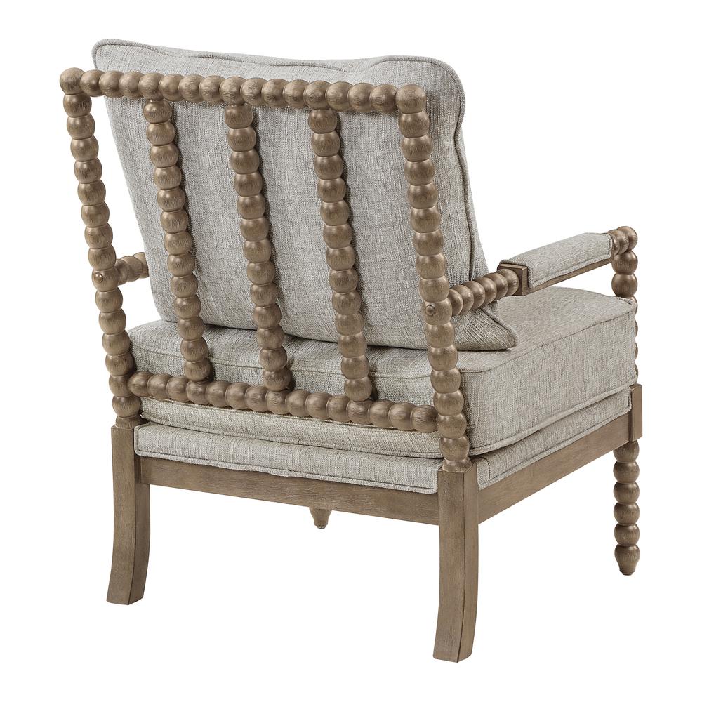 Fletcher Spindle Chair in Fog Fabric with Rustic Brown Finish. Picture 3