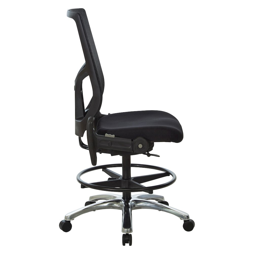 ProGrid Mesh Back Drafting Chair in  FreFlex Coal Fabric with Padded Seat. Picture 7