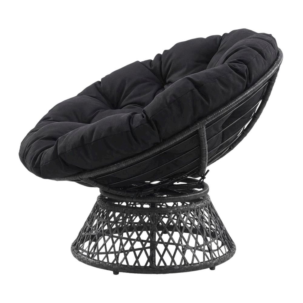 Durable Black Papasan Chair For Outdoor Lounge Comfort. Picture 1