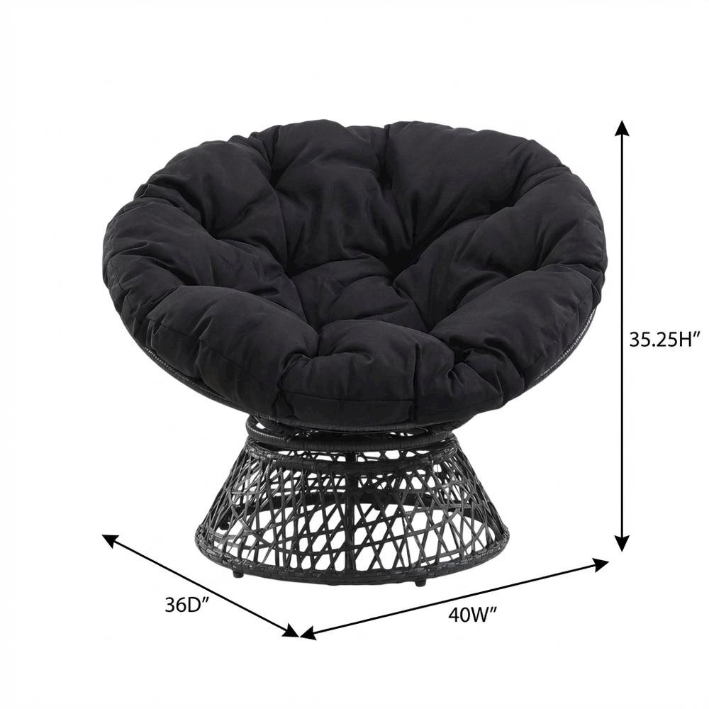 Durable Black Papasan Chair For Outdoor Lounge Comfort. Picture 7