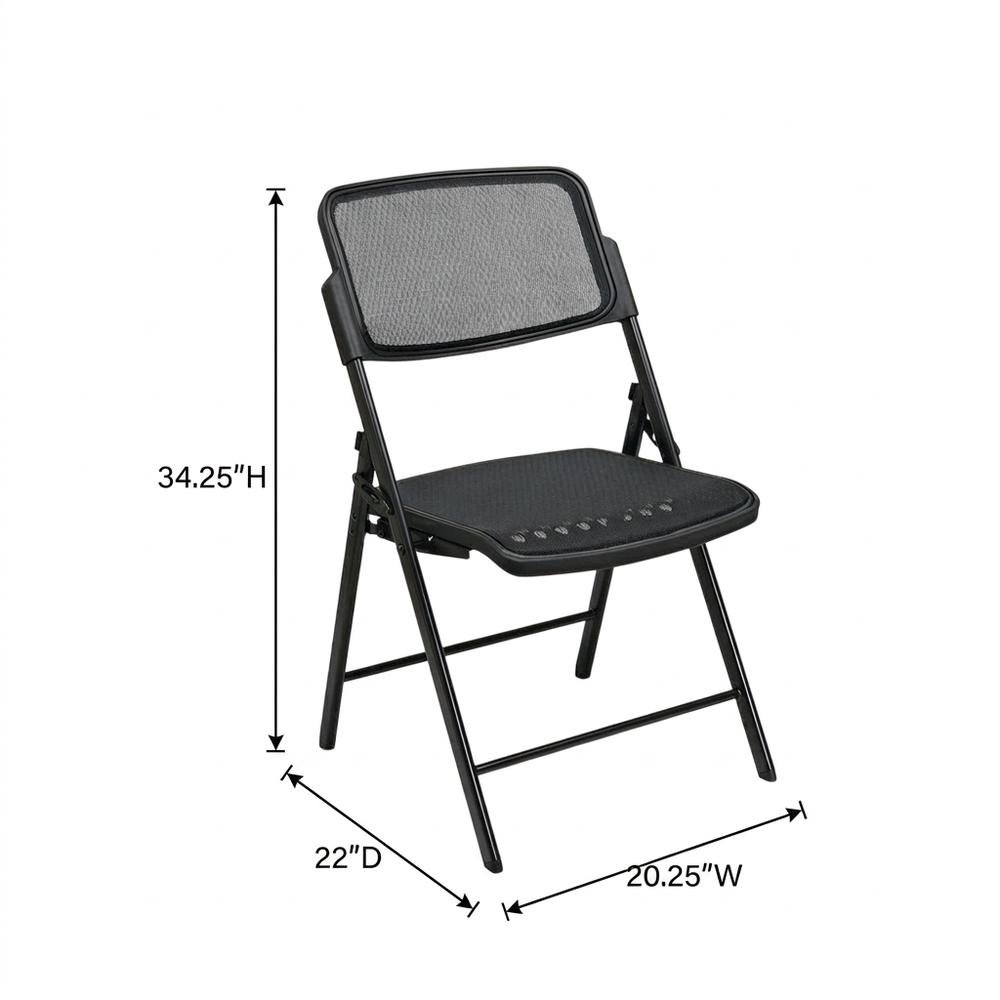 Black Mesh Folding Chair, Breathable Seat and Back, Lightweight Steel Frame. Picture 7