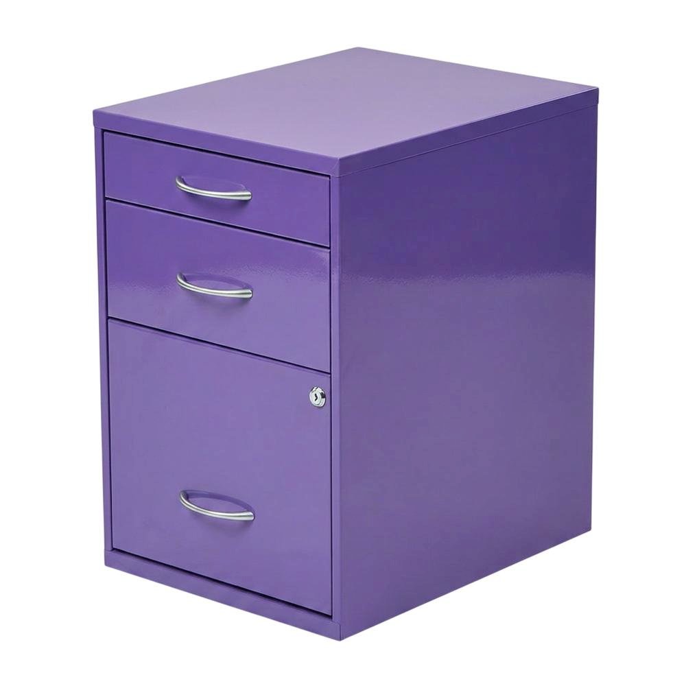 Purple Metal 22-Inch Pencil Box File Cabinet Compact Desk-Side. Picture 1