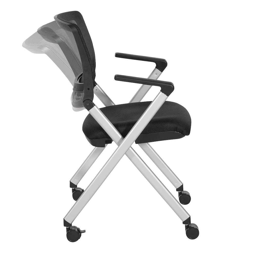 Flex Back Nesting Chair in Silver Finish and Black Mesh Fabric 2-Pack. Picture 11