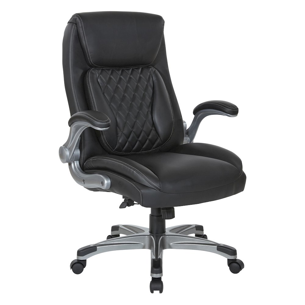 Executive Chair in Black Bonded Leather with Flip Arms. Picture 1